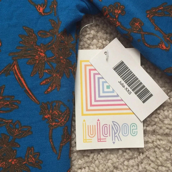 NWT Lularoe blue and orange Julia dress sz xxs - Picture 3 of 5